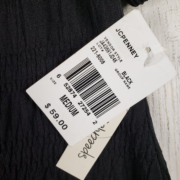 NWT Speechless Black Pucker Sweetheart Knit Short Sleeve Dress Women's Medium - Picture 6 of 12